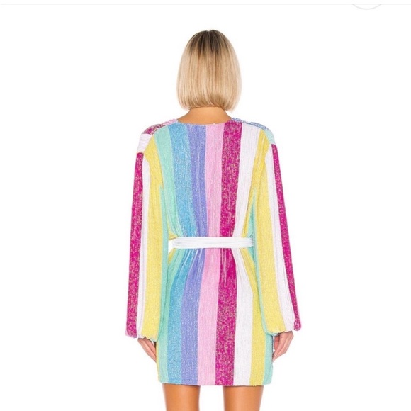 Retrofete Gabrielle dress in rainbow unicorn stripe - Picture 2 of 6